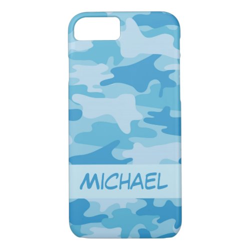 Blue Camo Camouflage Name Personalized iPhone 87 Case