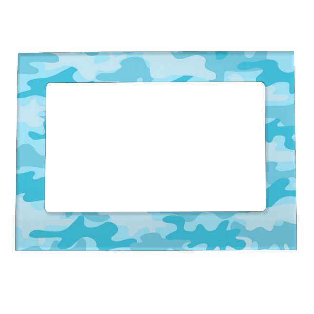 Blue Camo Camouflage Name Personalized Magnetic Frame (Front)