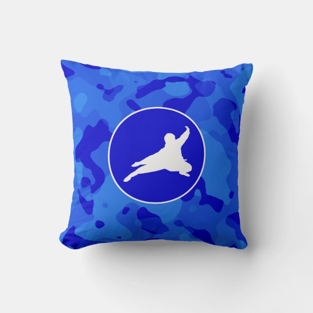 Blue Camo; Camouflage Ninja Throw Pillow (Front)