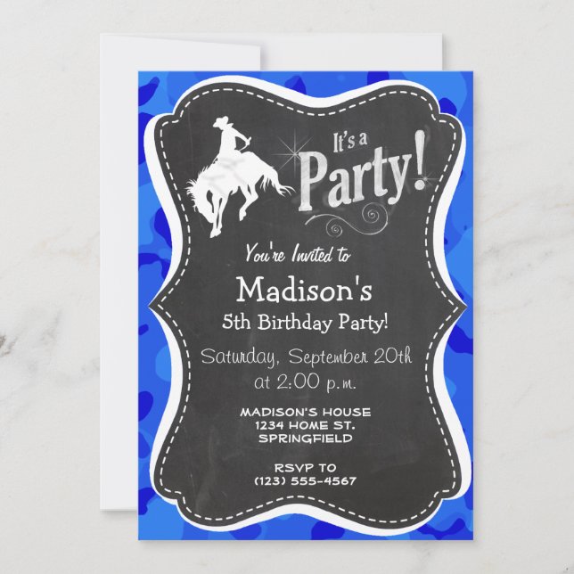 Blue Camo; Camouflage Rodeo Invitation (Front)