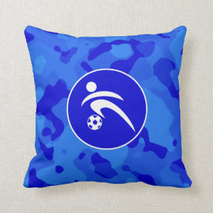 Blue Camo; Camouflage Soccer Throw Pillow