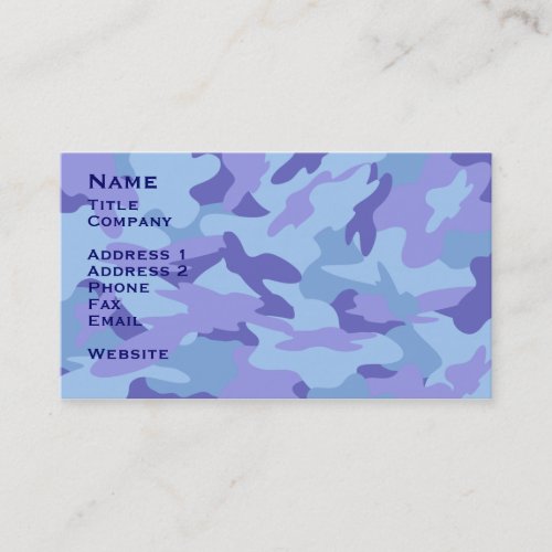Blue Camo Contact Card / Profile Card Business Card Template