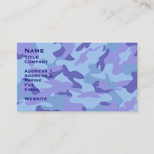 Customizable Blue Camo Contact Card / Profile Card Business Card Template