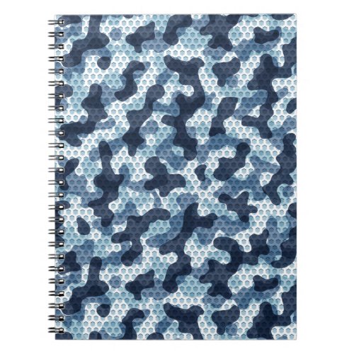 Blue camo design with grid pattern navy theme notebook