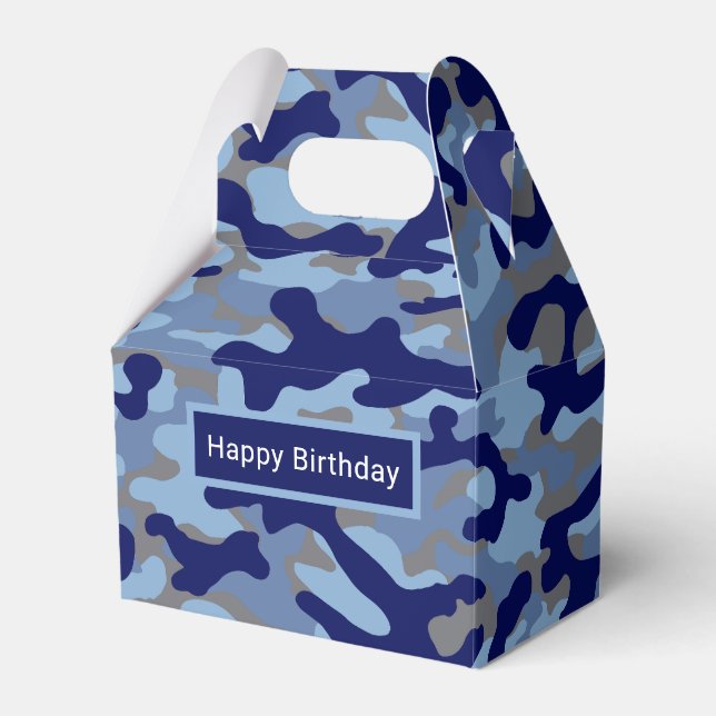 Blue Camo  Favor Boxes (Front Side)