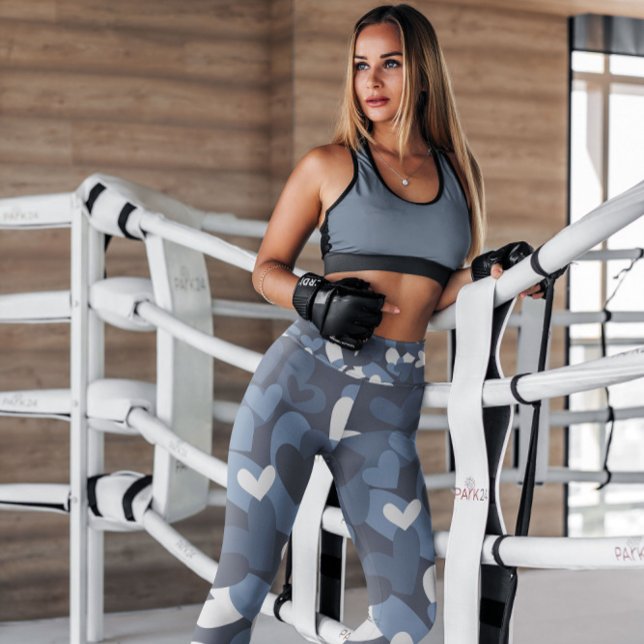 Blue Camo Hearts Patterned | Leggings (Creator Uploaded)