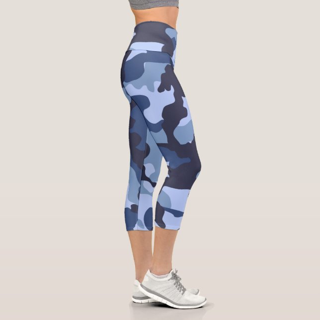 Blue Camo High Waisted Capri Leggings (Right)
