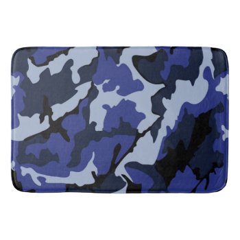 Blue Camo  Large Bath Mat Bath Mats by StormythoughtsGifts at Zazzle