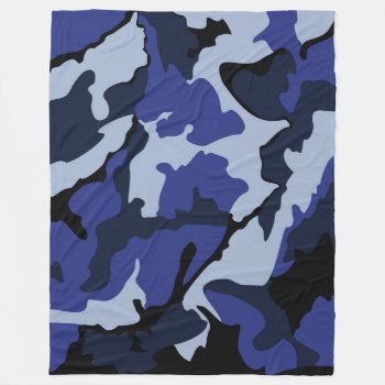 Blue Camo  Large Fleece Blanket by StormythoughtsGifts at Zazzle