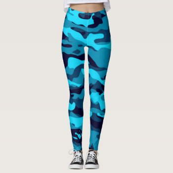 Blue Camo Leggings by bealeader at Zazzle