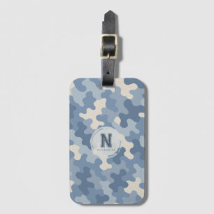 Blue Camo Military Monogram Luggage Tag