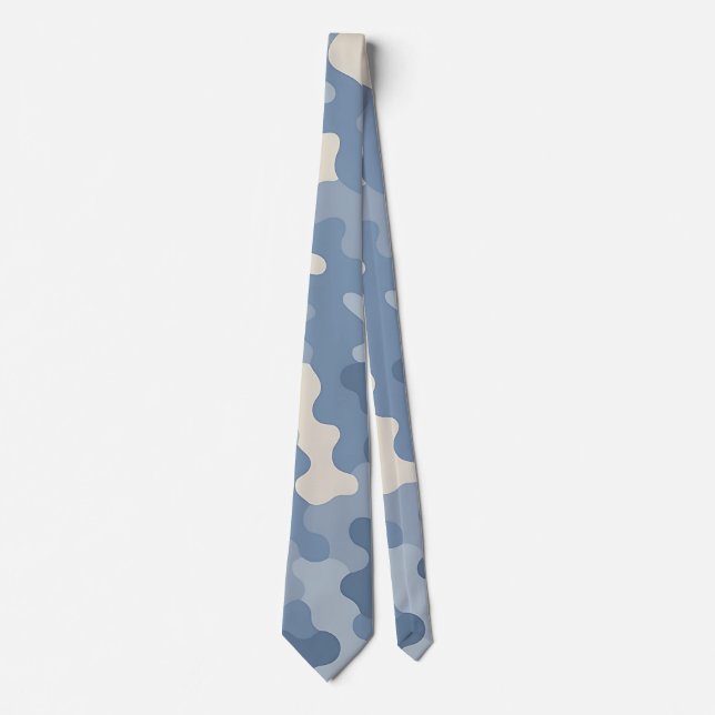 Blue Camo Military pattern  Neck Tie (Front)