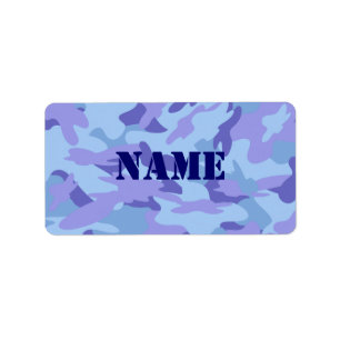 Blue Camo Name Label Stickers