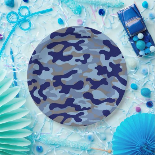Blue Camo Paper Plates