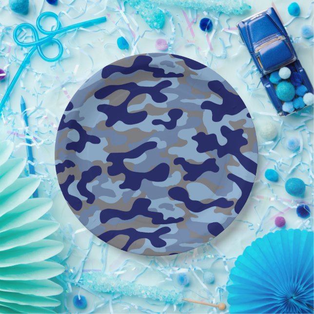 Blue Camo Paper Plates (Party)