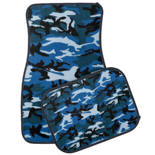 Blue Camo Pattern car mat set