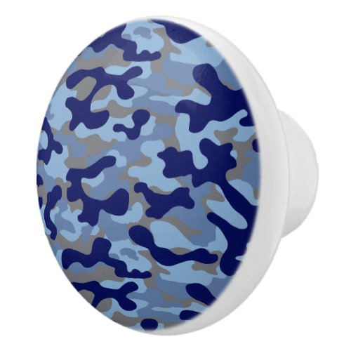 Blue Camo Pattern  Ceramic Knob
