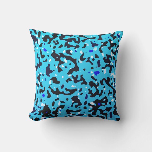 Blue Camo Pattern Outdoor Pillow (Front)