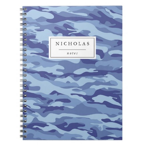 Blue Camo Pattern Personalized Notebook