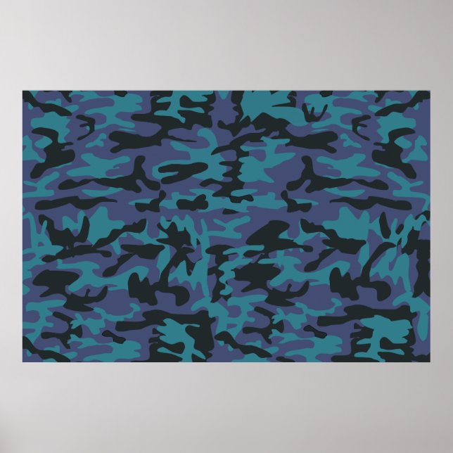 Blue camo pattern poster (Front)