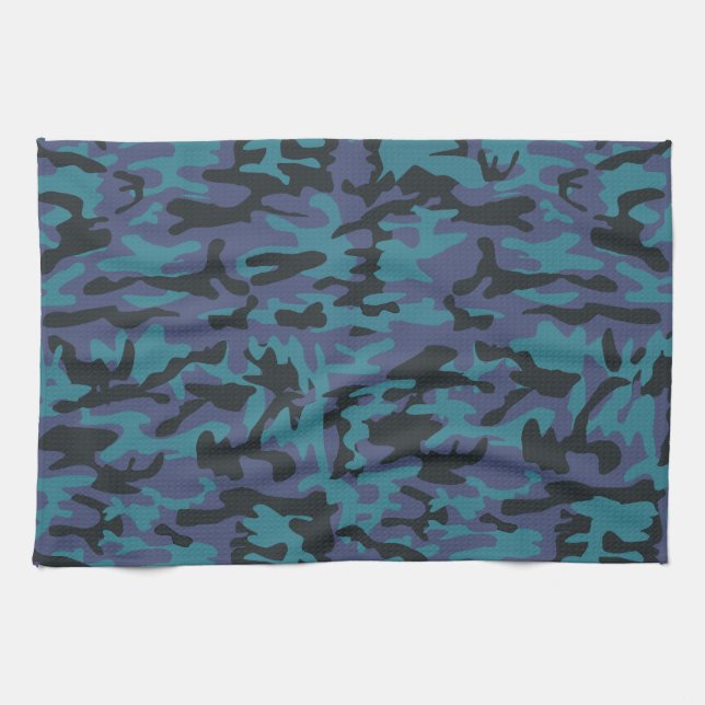 Blue camo pattern towel (Horizontal)