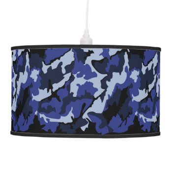 Blue Camo  Pendant Lamp by StormythoughtsGifts at Zazzle