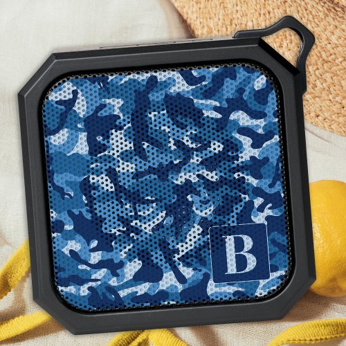 Blue Camo Personalized Modern Monogram Camouflage Bluetooth Speaker