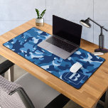 Blue Camo Personalized Modern Monogram Camouflage Desk Mat<br><div class="desc">Introducing our camo desk mat, perfect for adding a touch of military-inspired style to your home office or gaming setup. The blue camouflage design brings a rugged yet sophisticated look to your workspace. This extra large mouse pad is the perfect office accessory, providing a smooth surface for your mouse while...</div>