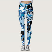 Blue Camo Skull Leggings