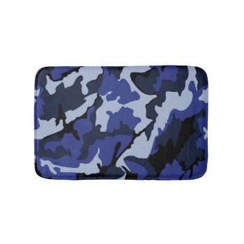 Blue Camo  Small Bath Mat by StormythoughtsGifts at Zazzle