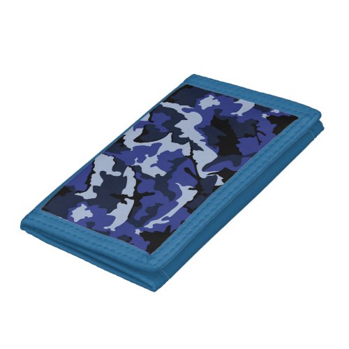 Blue Camo TriFold Nylon Wallet
