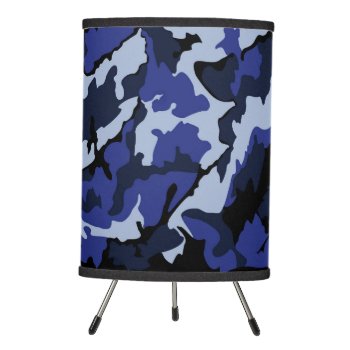 Blue Camo  Tripod Lamp by StormythoughtsGifts at Zazzle