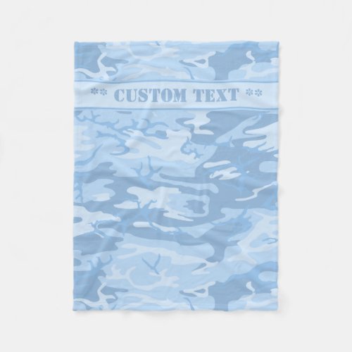 Blue Camo w Custom Text Fleece Blanket