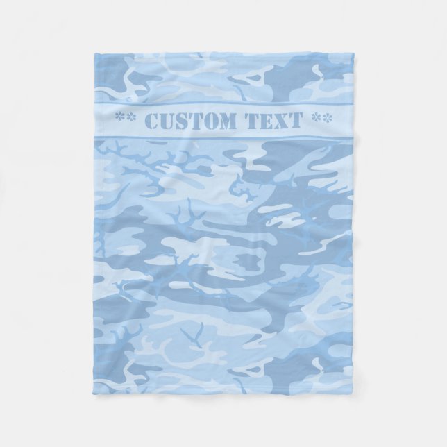 Blue Camo w/ Custom Text Fleece Blanket (Front)