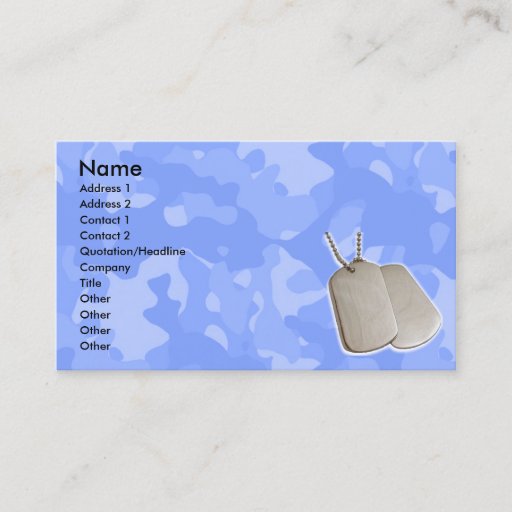 Customizable Blue Camo w/Dog Tags Business Card