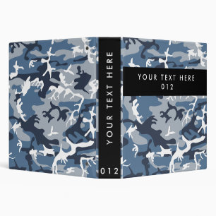 Blue Camo, Winter Camo, Snow Camouflage, Military 3 Ring Binder
