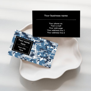 Blue Camo, Winter Camo, Snow Camouflage, Military Business Card