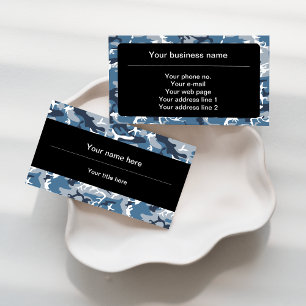 Blue Camo, Winter Camo, Snow Camouflage, Military Business Card