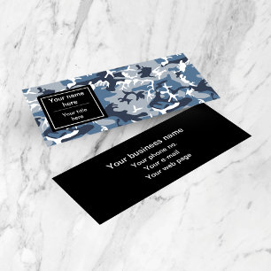 Blue Camo, Winter Camo, Snow Camouflage, Military Mini Business Card