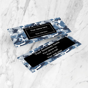 Blue Camo, Winter Camo, Snow Camouflage, Military Mini Business Card