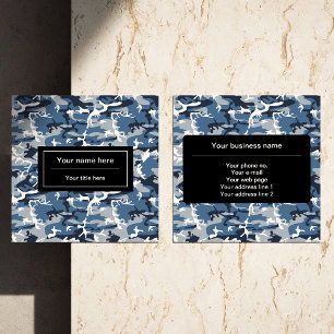 Blue Camo, Winter Camo, Snow Camouflage, Military Square Business Card