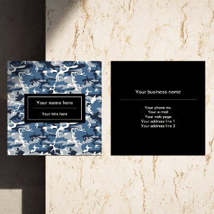 Blue Camo, Winter Camo, Snow Camouflage, Military Square Business Card