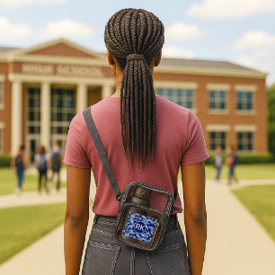 Blue Camo With Monogram Clear Crossbody Bag