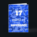 Blue Camouflage 17th Birthday Card<br><div class="desc">Modern blue camouflage 17th  birthday card for him which you can easily personalize the inside card message if wanted.</div>