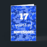 Blue Camouflage 17th Birthday Card<br><div class="desc">Modern blue camouflage 17th  birthday card for him which you can easily personalize the inside card message if wanted.</div>