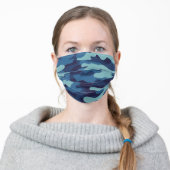 Blue Camouflage Adult Cloth Face Mask (Worn)