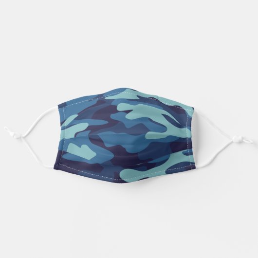 Blue Camouflage Adult Cloth Face Mask (Front, Unfolded)