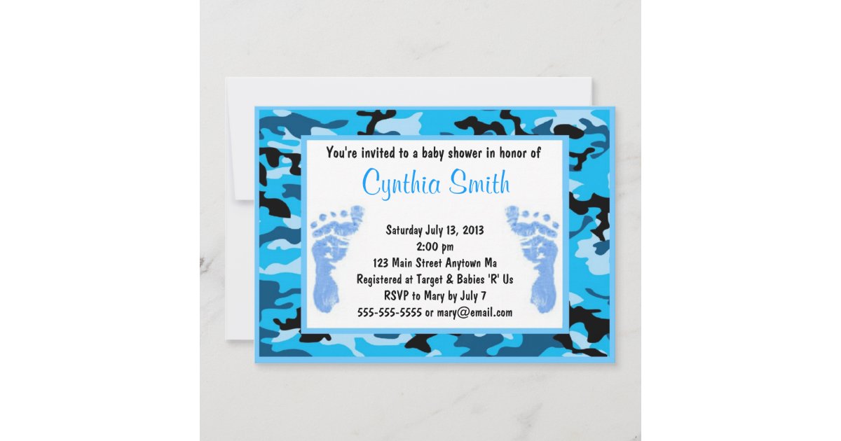 Blue camouflage Baby Shower Invitations Zazzle
