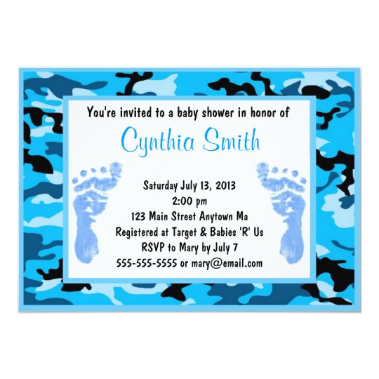 Blue camouflage Baby Shower Invitations | Zazzle.com