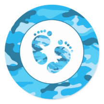 Blue camouflage boy baby shower envelope seals